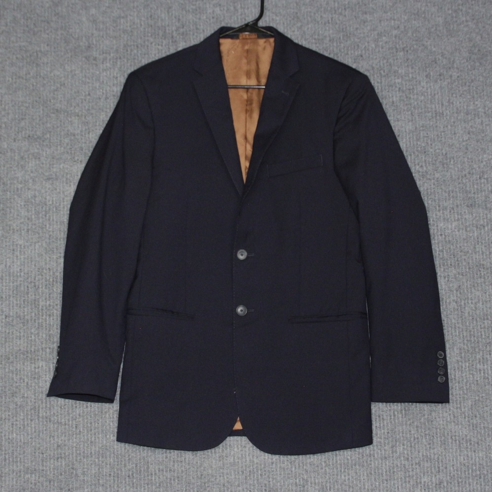 Joseph A Bank Blazer Mens 47R Navy Blue Wool Slim Fit Copper‎ Lined